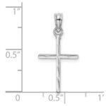 10K White Gold D/C and Polished Cross Charm - Image 2
