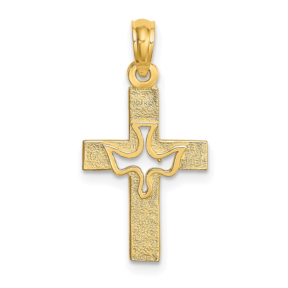 10K8432.jpg 10K Dove In Cross Charm - Image 1
