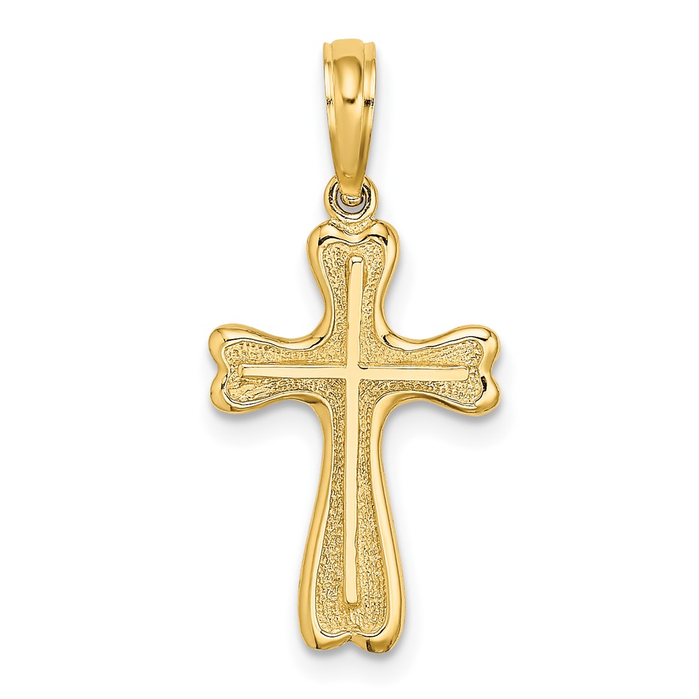 10K8451.jpg 10K Cross w/ Textured Heart Edges Design Charm - Image 1