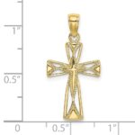 10K Polished Cut-Out Design Cross Charm - Image 3