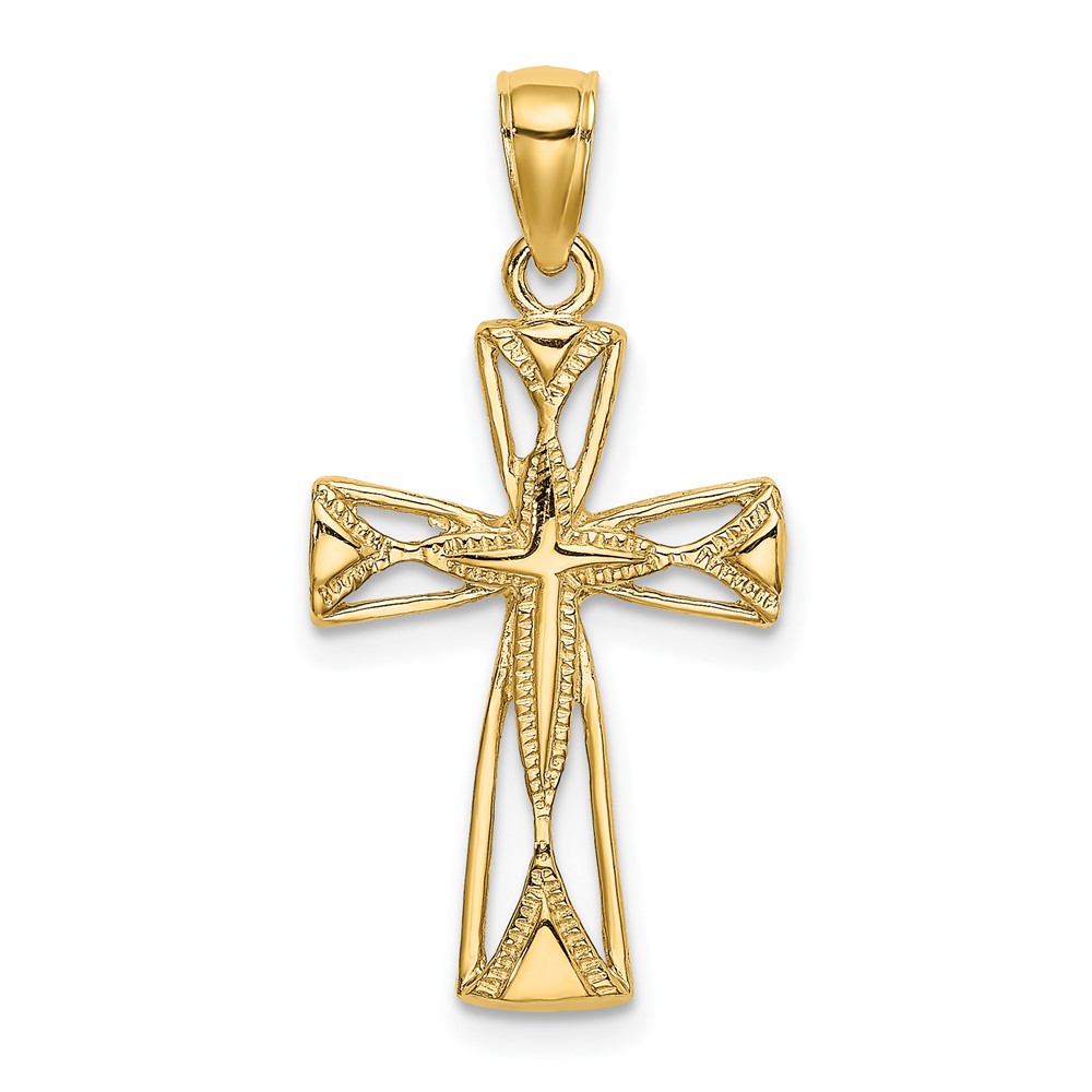 10K8460.jpg 10K Polished Cut-Out Design Cross Charm - Image 1