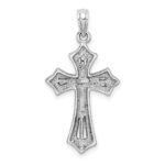 10K White Gold Beaded Cross Charm - Image 4