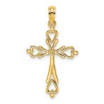 10K Cross Cut-Out w/ Heart Ends Charm