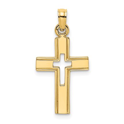 10K Polished and Cut-Out Cross Charm