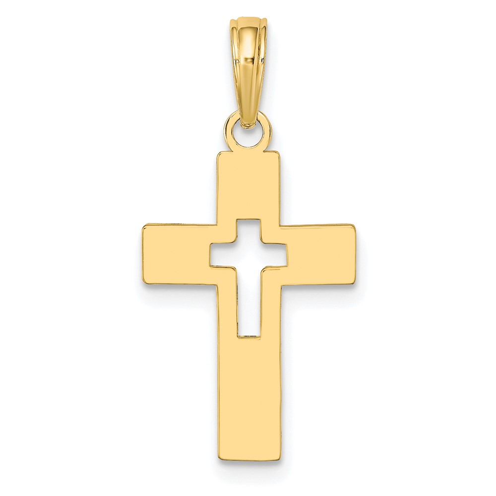 10K8522.jpg 10K Polished Cut-Out Cross Charm - Image 1