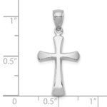 10K White Gold Polished Beveled Cross w/ Round Tips Charm - Image 3