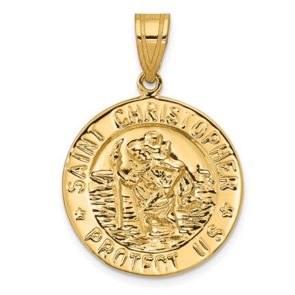 10K Polished Saint Christopher Coin Charm