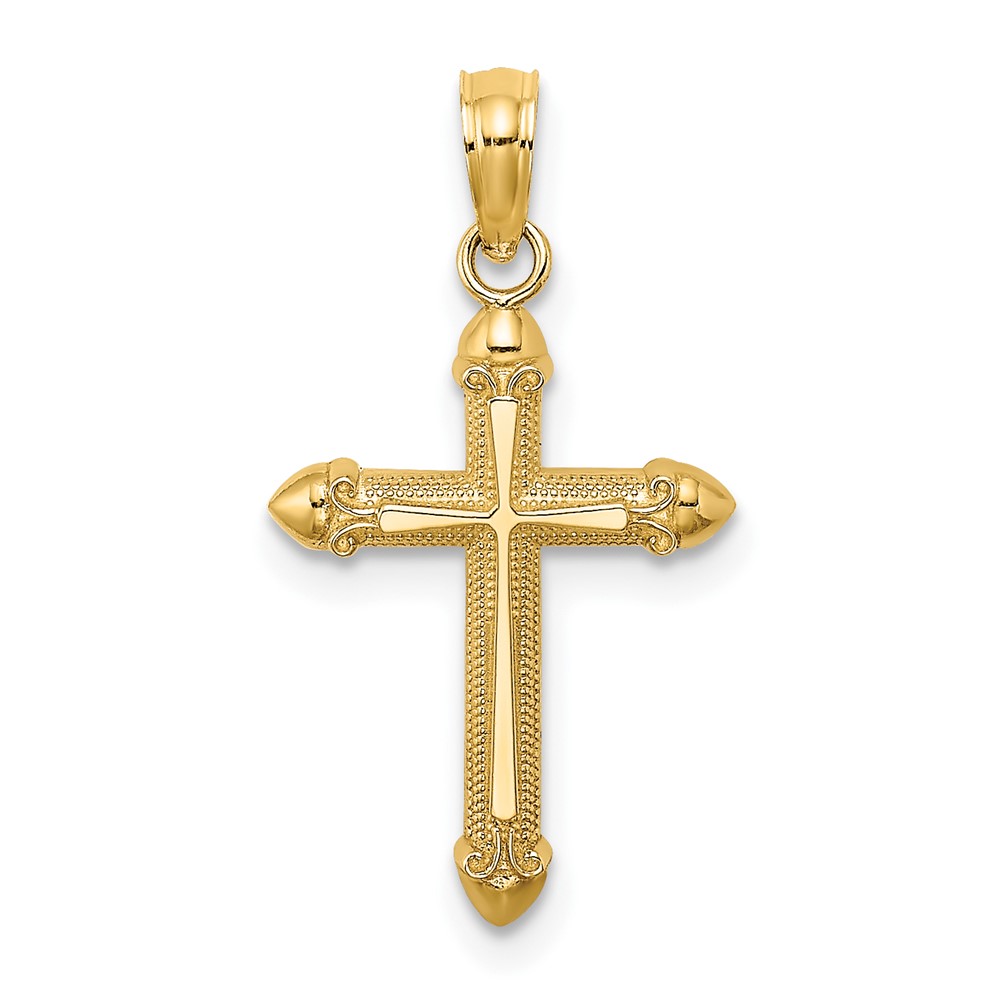 10K8560.jpg 10K Polished w/ Scroll Design Cross Charm - Image 1
