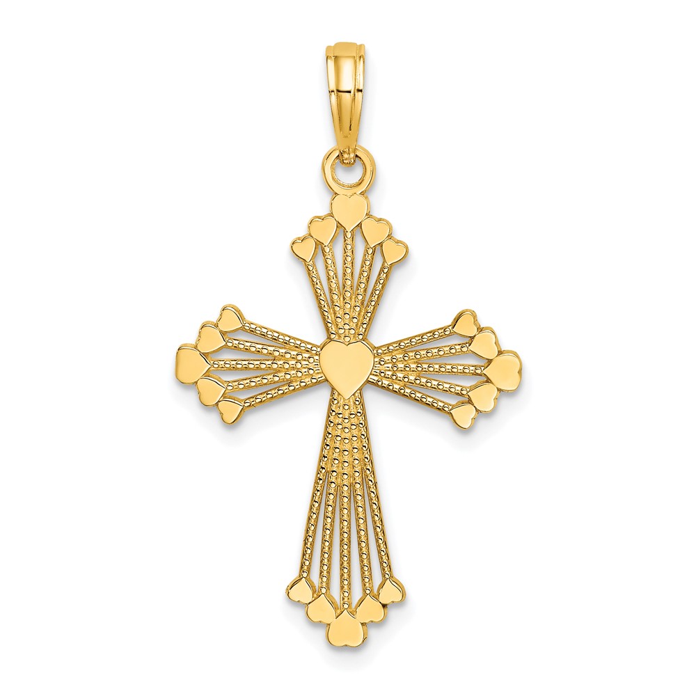 10K8562.jpg 10K Cross w/ Heart Center Charm - Image 1
