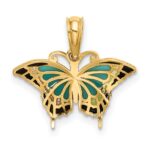 10K Small Aqua Enameled Wings Butterfly Charm - Image 4
