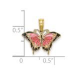 10K Small Enameled Pink Butterfly - Image 3