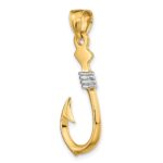 10K w/Rhodium 3-D Fish Hook With Rope Charm - Image 5