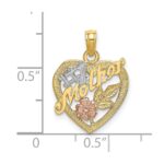 10K Two-tone w/White Rhodium #1 MOTHER Heart Charm - Image 3