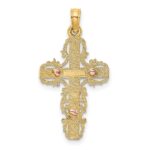 10K Two-Tone w/ Lace Trim Crucifix Charm - Image 4