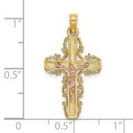 10K Two-Tone w/ Lace Trim Crucifix Charm - Image 3