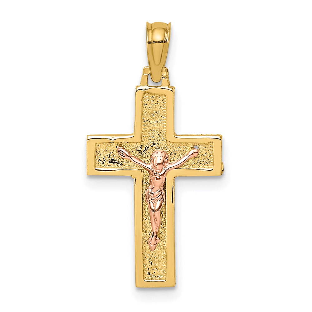 10K9057.jpg 10K Two-Tone Latin Crucifix Charm - Image 1