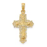 10K Two-Tone Crucifix W/ Lace Trim Charm - Image 4