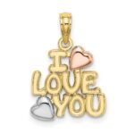 10K Two-tone w/Rhodium I LOVE YOU  W/ Hearts Charm
