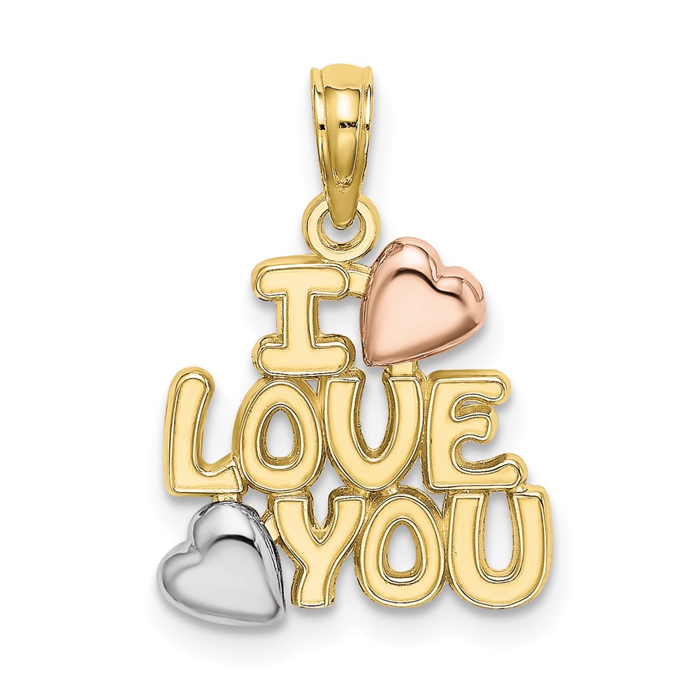 10K9130.jpg 10K Two-tone w/Rhodium I LOVE YOU W/ Hearts Charm - Image 1