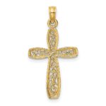 10K W/ Rhodium Filigree Cross Charm - Image 4