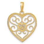 10k w/Rhodium Filigree Beaded Heart Charm - Image 4