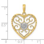 10k w/Rhodium Filigree Beaded Heart Charm - Image 3