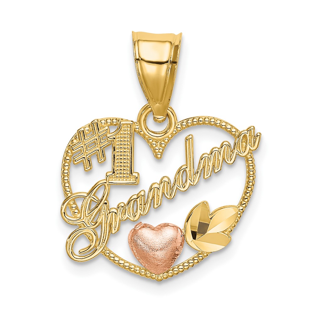 10K9204.jpg 10K Two-Tone #1 GRANDMA In Heart Frame Charm - Image 1