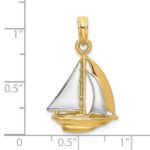 10K w/ Rhodium 3-D Polished Sailboat Charm - Image 3