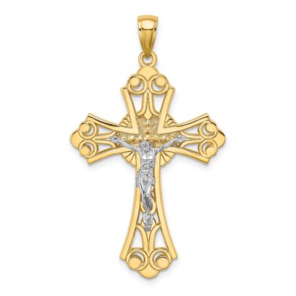 10K Two-tone Cut-Out Crucifix Charm