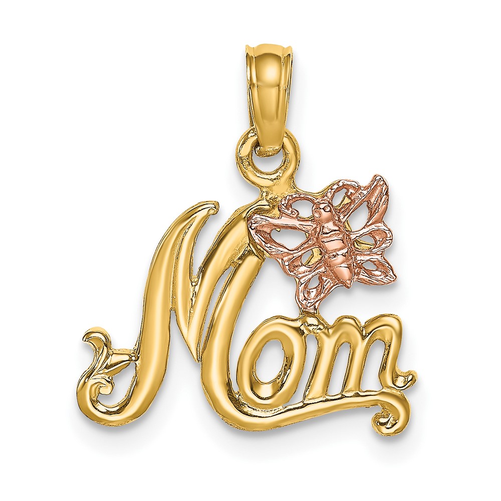 10K9293.jpg 10K Two-Tone MOM W/ Butterfly Charm - Image 1