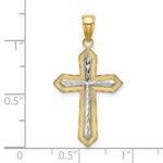 10K w/ Rhodium D/C Cross Pendant - Image 3