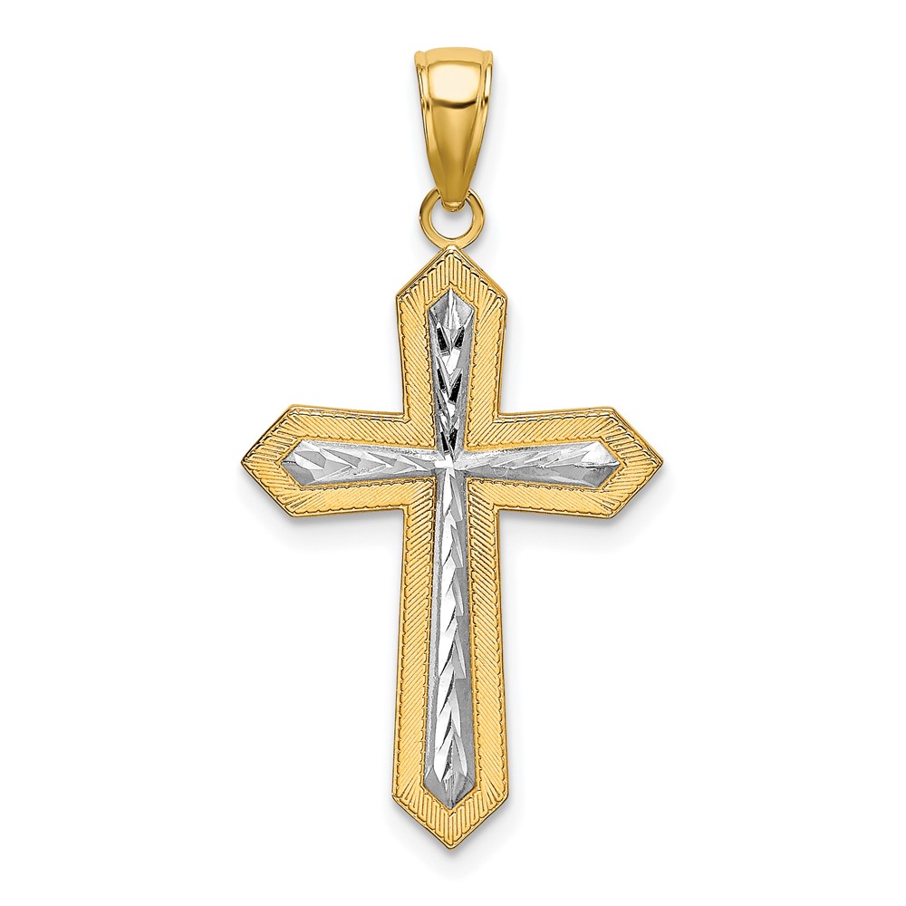 10K9299.jpg 10K w/ Rhodium D/C Cross Pendant - Image 1