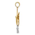 10k w/Rhodium 3-D Graduation Cap Moveable Tassle Charm - Image 2