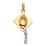 10k w/Rhodium 3-D Graduation Cap Moveable Tassle Charm - Image 4