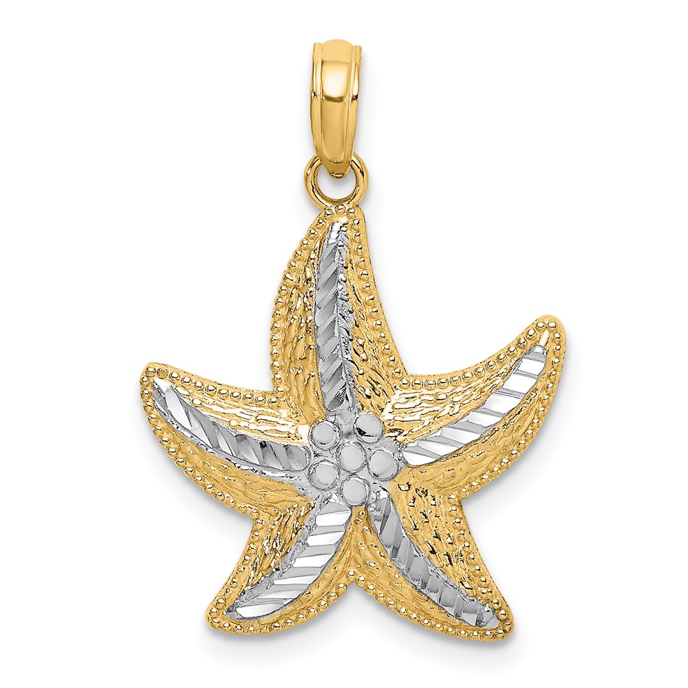 10K9390.jpg 10K Rhodium D/C Small Starfish Charm - Image 1