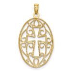 10K w/Rhodium Beaded Filigree Cross Charm - Image 4