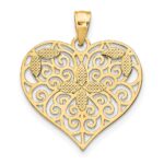 10k w/Rhodium Cut-Out Filigree Flower and Heart Charm - Image 4