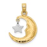10K Two-Tone Open-Backed Half Moon and Star Pendant - Image 4