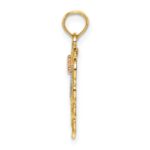 10K Two-Tone w/Rhodium MOM Heart W/ Flower Charm - Image 2