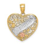 10K Two-tone w/White Rhodium GRANDMA Heart Charm