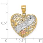 10K Two-tone w/White Rhodium GRANDMA Heart Charm - Image 3