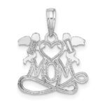 10k White Gold Polished MOM w/Heart and Angels Pendant - Image 3