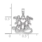 10k White Gold Polished MOM w/Heart and Angels Pendant - Image 4