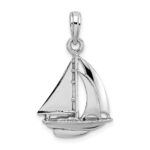 10K White Gold Polished Sailboat Charm