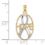 10K W/Rhodium HOPE Awareness Ribbon Pendant - Image 2