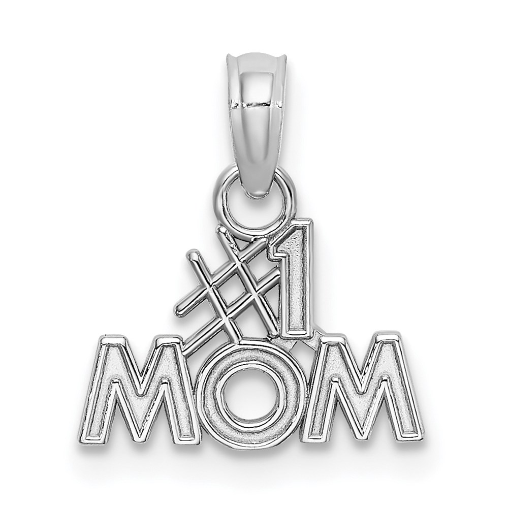 10K9595W.jpg 10k White Gold Polished #1 MOM Pendant - Image 1