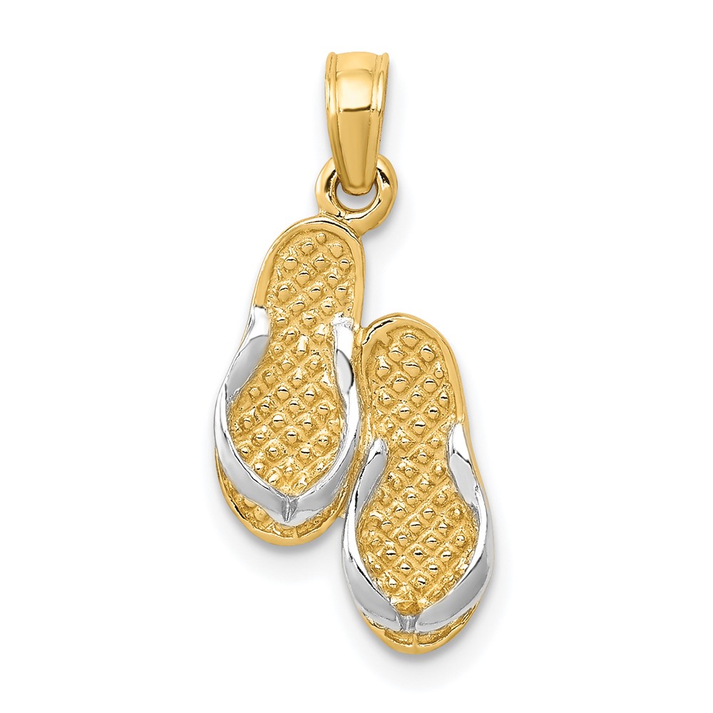 10K985.jpg 10k & Rhodium Solid Polished Sandals Pendant - Image 1