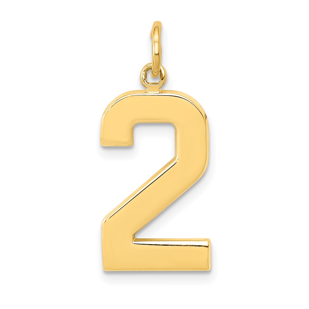 10LP02.jpg 10k Large Polished Number 2 Charm - Image 1
