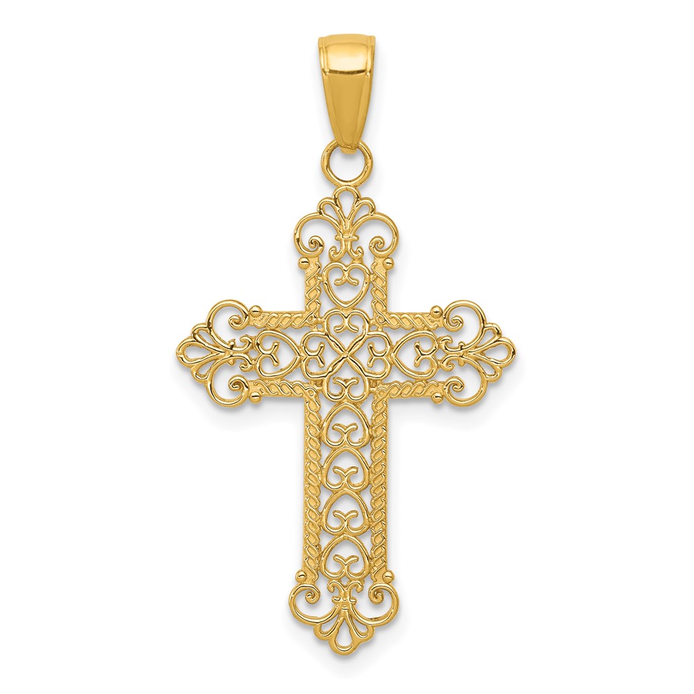 10M1386.jpg 10k Fleur De Lis Cross Charm - Image 1
