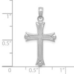 10K White Gold Fleur De Lis Cross Pendant - Image 2